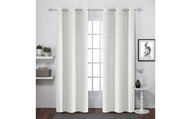  Manhattan Metallic Foil Velvet 76″ x 84″ Grommet Panel Window Curtai