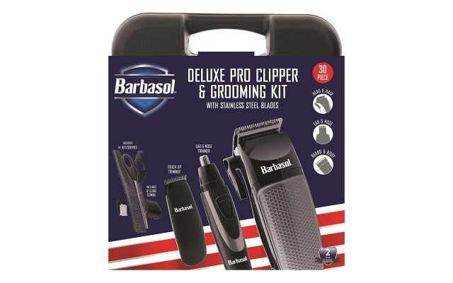 Deluxe Pro Clipper & Grooming Kit 30 pc. Stainless Steel Blades, Blue