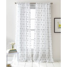 DKNY Ella Pompom Dot 50″ x 84″ Sheer Curtain Set