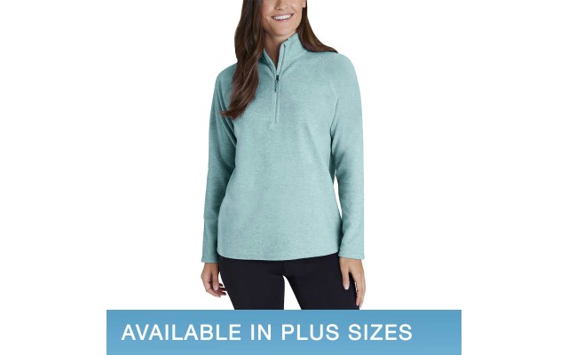  Classic Fit Standup Mock-Neck Ladies' Fleece Quarter Zip, Blue, 2X