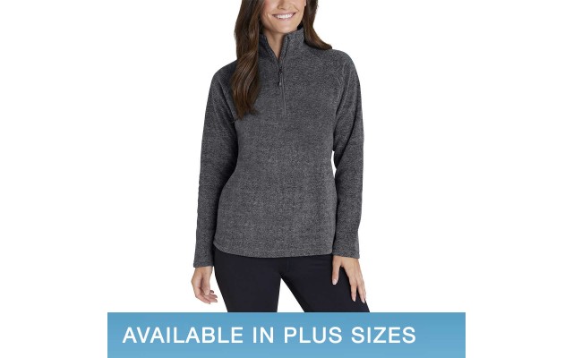  Classic Fit Standup Mock-Neck Ladies' Fleece Quarter Zip, Gray, XX-Large
