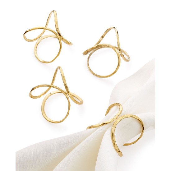  Brass Squiggle Set of 4 Napkin Rings