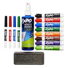 EXPO Erase Marker Kit, Chisel/Fine Points, 12 piece Assorted Colors, SAN80054