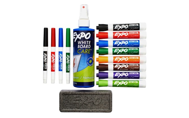  Erase Marker Kit, Chisel/Fine Points, 12 piece Assorted Colors, SAN80054