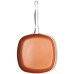  Deep Square Non-stick Ceramic Copper Frying Pan, 9.5″, Brownish