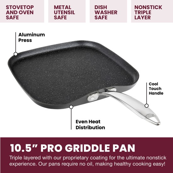  Stainless Steel Handles Non-stick Coating Hard Anodized Exterior Aluminum Grill and Griddle Set