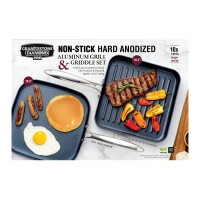 Granitestone Diamond Pro Stainless Steel Handles Non-stick Coating Hard Anodized Exterior Aluminum Grill and Griddle Set