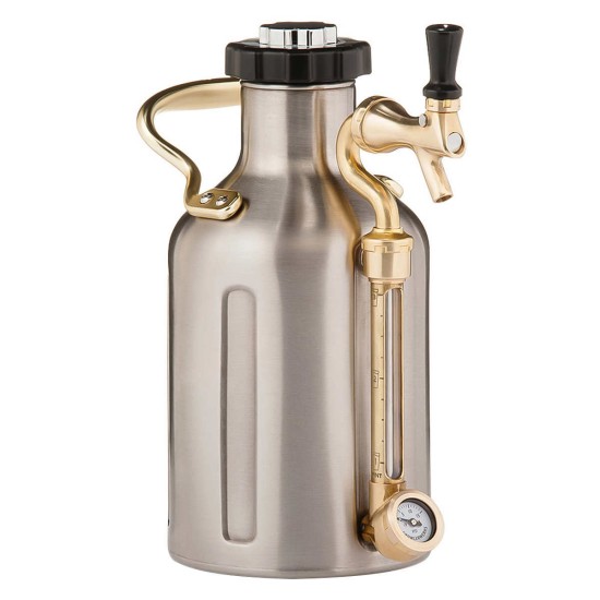  uKeg Carbonated Growler, 64oz Double Walled Stainless Steel, Pressure Gauge