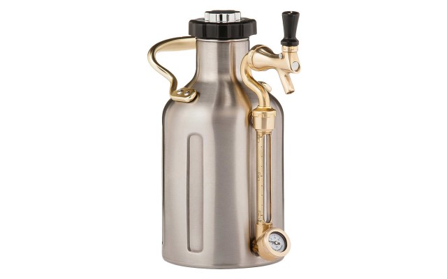  uKeg Carbonated Growler, 64oz Double Walled Stainless Steel, Pressure Gauge