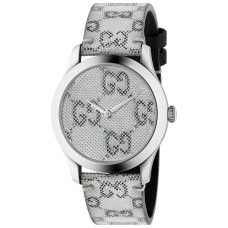 Gucci Unisex Swiss G-Timeless White Hologram Leather Strap Watch 38mm