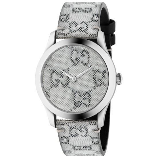  Unisex Swiss G-Timeless White Hologram Leather Strap Watch 38mm