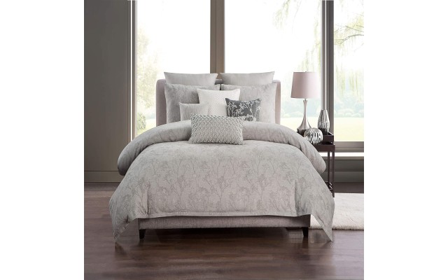  Adelais Grey Comforter Set 3-piece, (King, Grey)