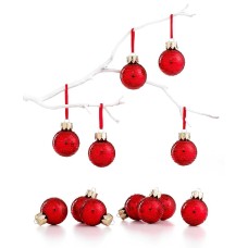 Holiday Lane Box of 12 Mini Red Glitter Ornaments