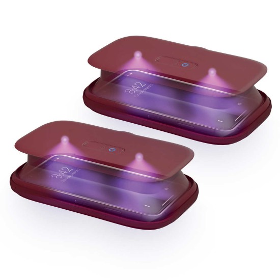  UV Light Clean Portable Phone Sanitizer 2-pack, Red