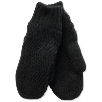 Inc Chevron-Knit Mittens, Black