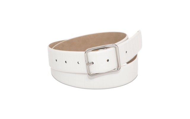 Inc Croc-Embossed Panel Belt, Natural, X-Large