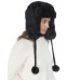  Embossed Faux-fur Trapper Hat Black