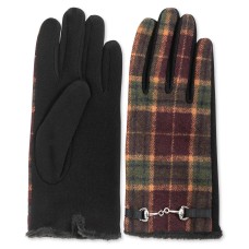 INC International Concepts Horse-Bit-Buckle Plaid Gloves (Purple, Large)
