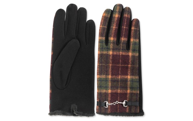  Concepts Horse-Bit-Buckle Plaid Gloves (Purple, Large)