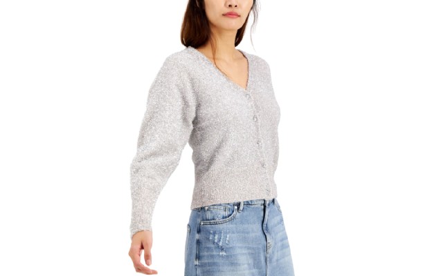  INC Shine Cardigan (Silver, X-Large)