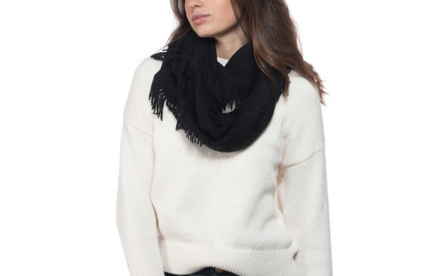  Solid Raschel Loop Scarf, One Size, Black