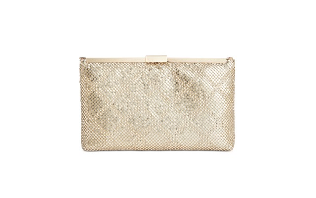  Terri Diamond Mesh Clutch, Gold