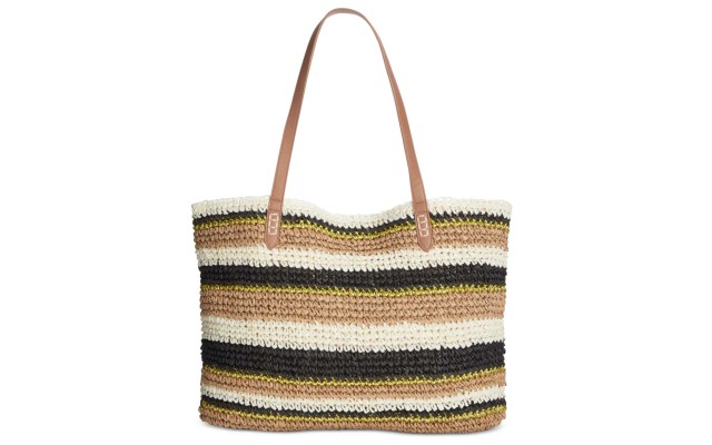  Womens Tropical Straw Tote (Brown/Gold)