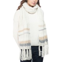 Inc Mixed-Striped Muffler Scarf, Gray
