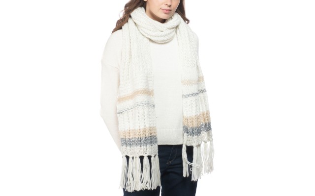Inc Mixed-Striped Muffler Scarf, Gray