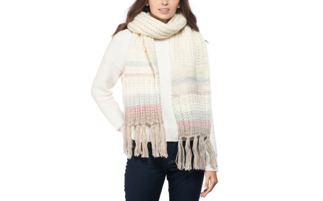 Inc Mixed-Striped Muffler Scarf, Pink