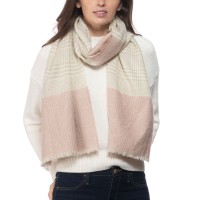 Inc Plaid Colorblocked Scarf, Blush