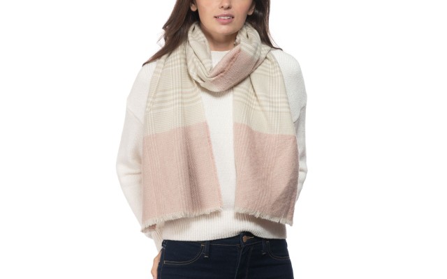 Inc Plaid Colorblocked Scarf, Blush