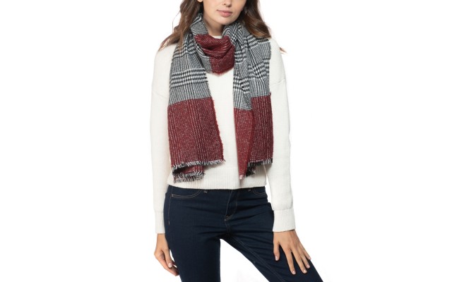 Inc Plaid Colorblocked Scarf, Purple