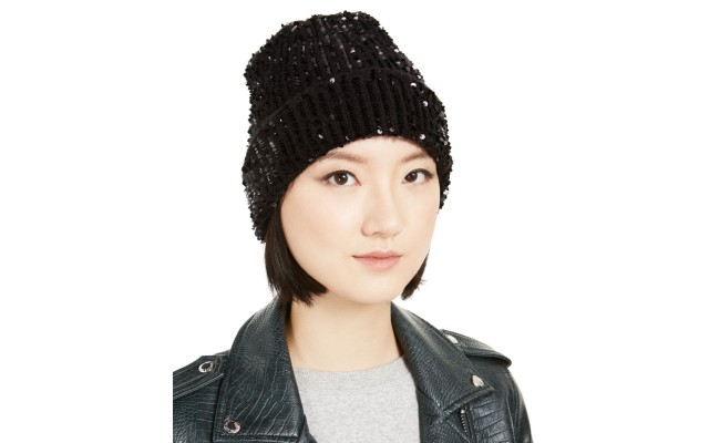 Inc Sequin Shine Beanie, Black