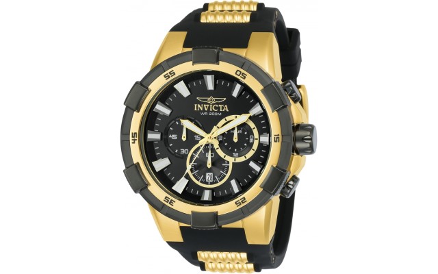  Aviator Chronograph Quartz Black Dial Men's Watch, Black/Gold 23693