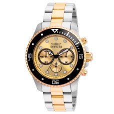 Invicta Men’s Pro Diver Collection Quartz 45mm Two Tone Stainless Steel, Gold Dial 21790