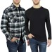  Men’s Flannel + Thermal Has Ribbed Cuff And Neck, 2-pack, Black, 3X-Large