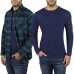  Men’s Flannel + Thermal Has Ribbed Cuff And Neck, 2-pack, Green, 3X-Large