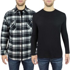 Jachs Men’s Flannel + Thermal Has Ribbed Cuff And Neck, 2-pack