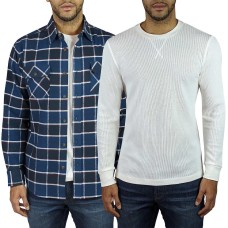 Jachs Men’s Flannel + Thermal Has Ribbed Cuff And Neck, 2-pack