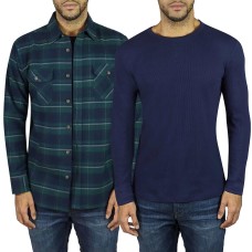 Jachs Men’s Flannel + Thermal Has Ribbed Cuff And Neck, 2-pack