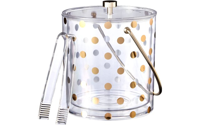  Raise a Glass Acrylic Ice Bucket, Gold Dots