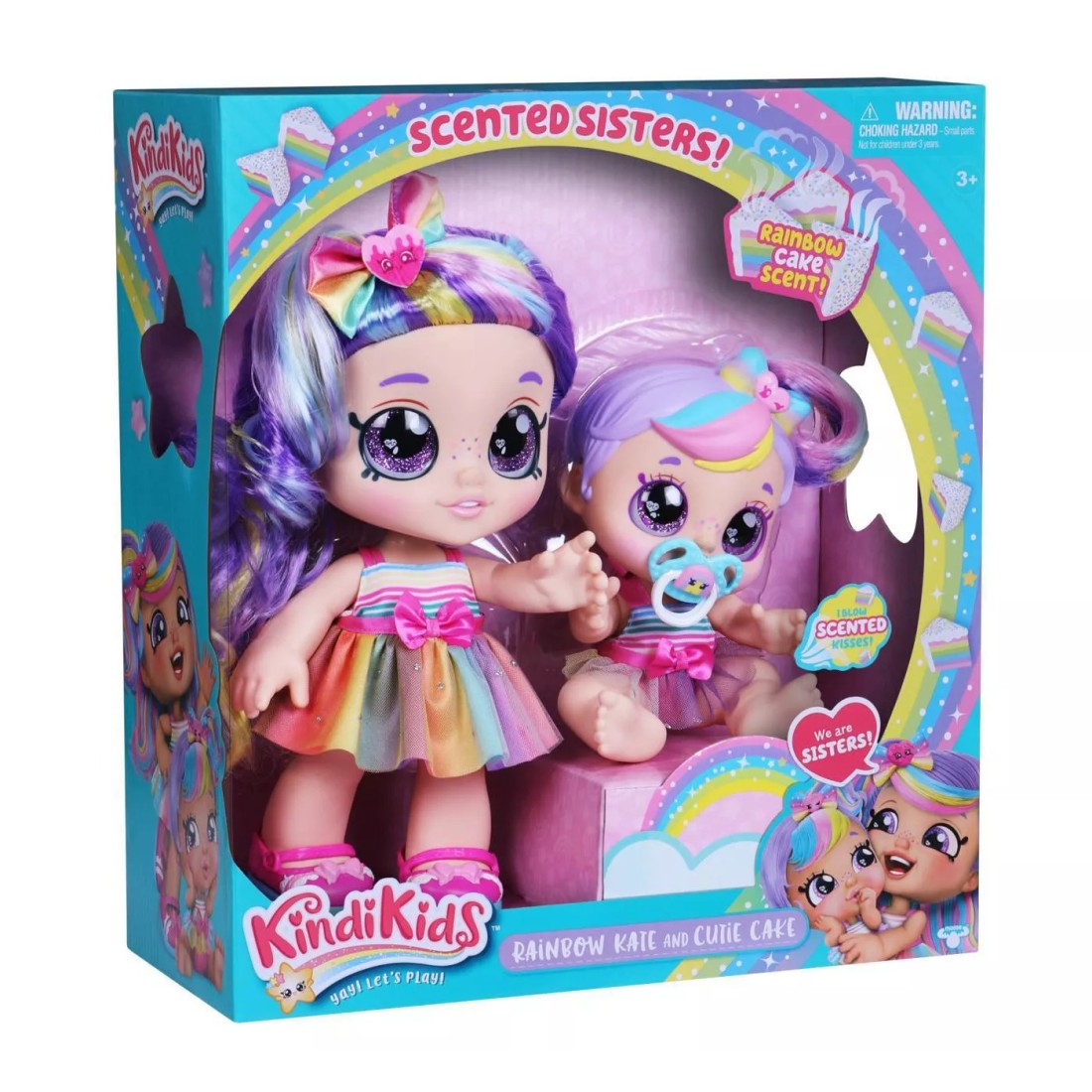 Kindi Kids Scented Sisters 2 Dolls Rainbow Kate and Cutie Cake