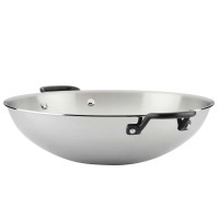 KitchenAid 5-Ply Stainless Steel Clad 15” Open Wok, Oven Safe Up to 500°F