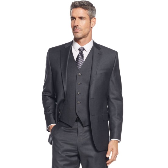  Men’s Big & Tall Charcoal Solid Suit Separates