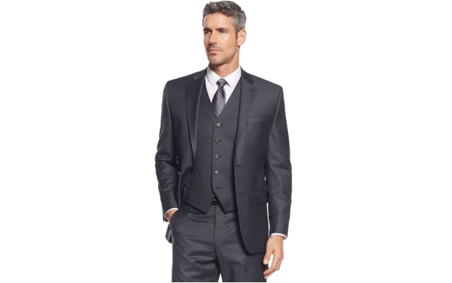  Men’s Big & Tall Charcoal Solid Suit Separates