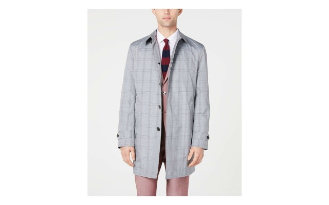  Men’s Stanza Classic-Fit Raincoat (42R, Gray)