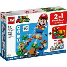 Lego Super Mario 2 in 1 Super Pack Building Kit, 66677 (Contains Lego 71360 Adventures with Mario and Lego 71393 Bee Mario)