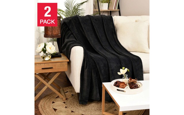 Life Comfort 2-Pack Eco Plush Throw 60 in. x 70 in, Gray