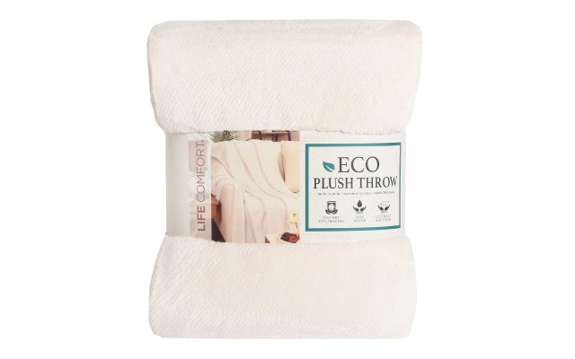 Life Comfort 2-Pack Eco Plush Throw 60 in. x 70 in, Ivory